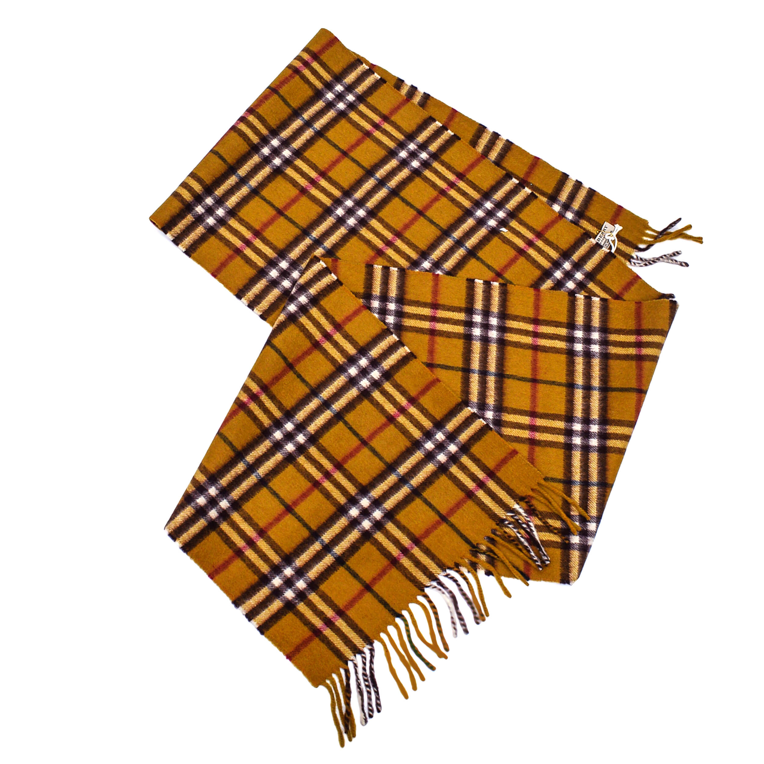 Burberry - Mustard  Wide Check Cashmere Scraf